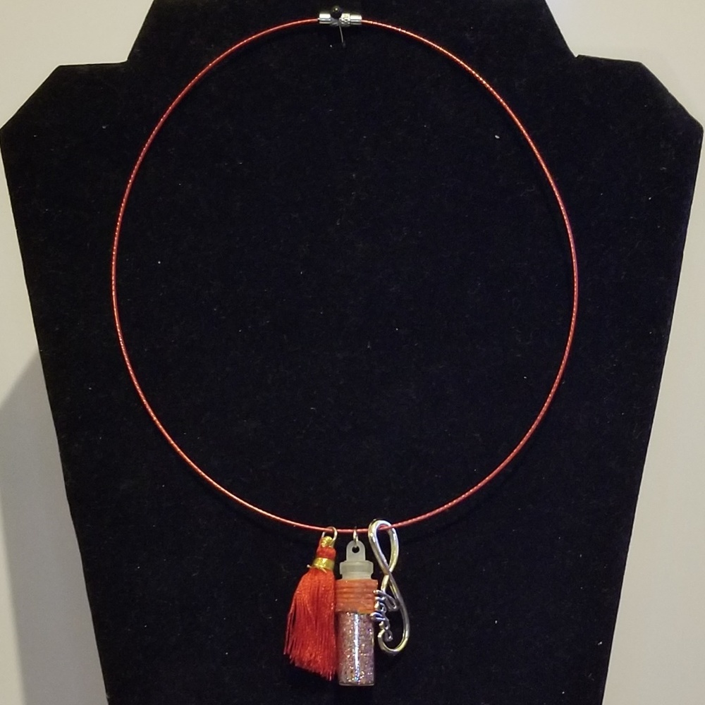 Orange Hope And Wish Bottle Necklace